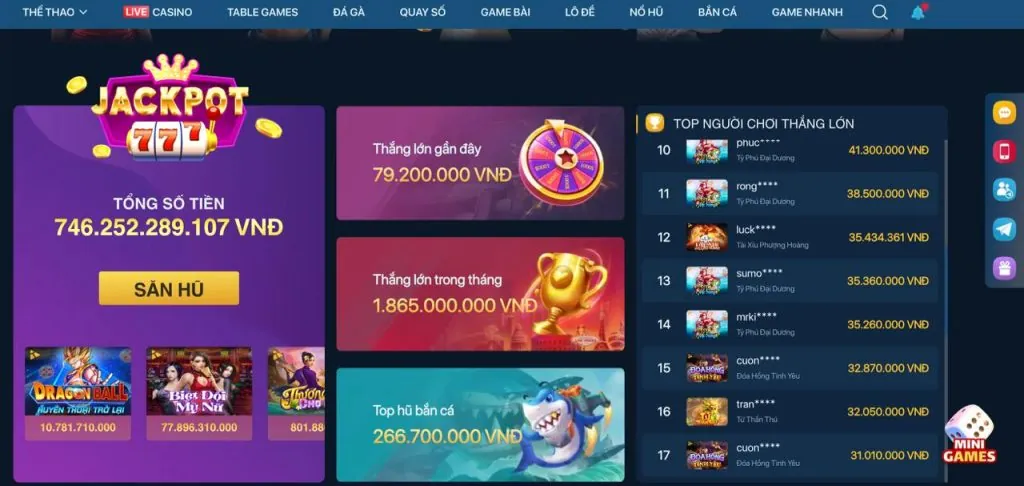 Trò chơi Slot Jackpot Lũy Tiến
